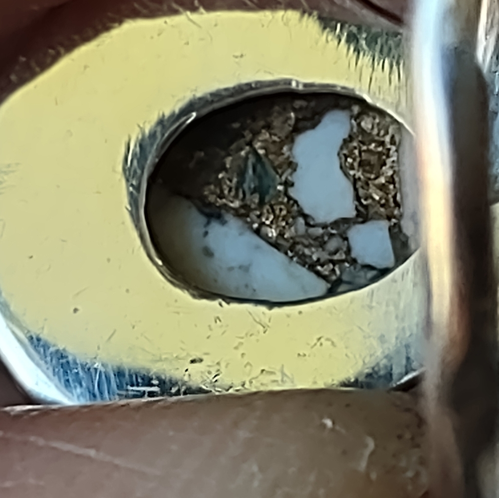 Sterling MB Navajo Double Turquoise Ring — Blue & Matrix Cabs, 925, Sz [insert] - Picture 13 of 15